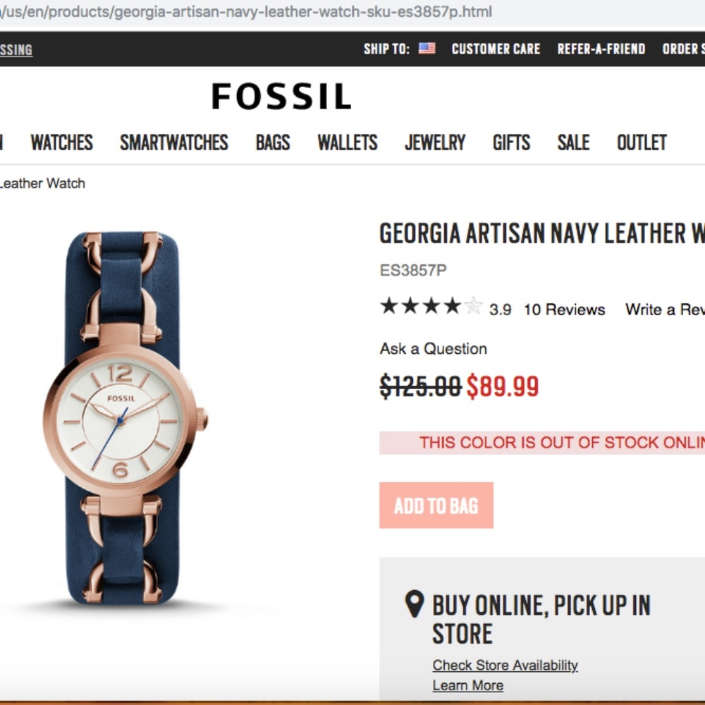 Genuine Leather Authentic Fossil Watch